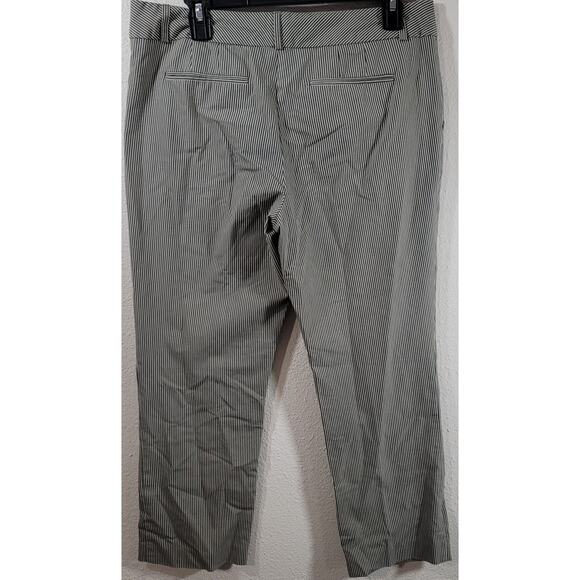 Norma Kamali Tan White Stripe Flat Front Pants 10 Lightweight Soft Pockets - Picture 2 of 6